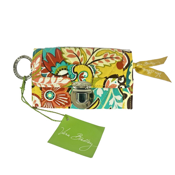 Vera Bradley Wallet Quick Swipe ID Provencal Yellow Floral Key Ring NWT - Picture 1 of 4